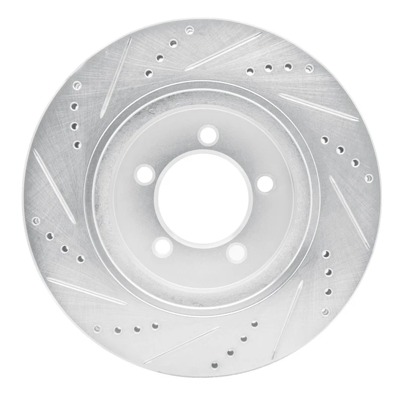 R1 02-05 Ford Explorer Front Right Drilled & Slotted Silver Brake Rotor - Image 5