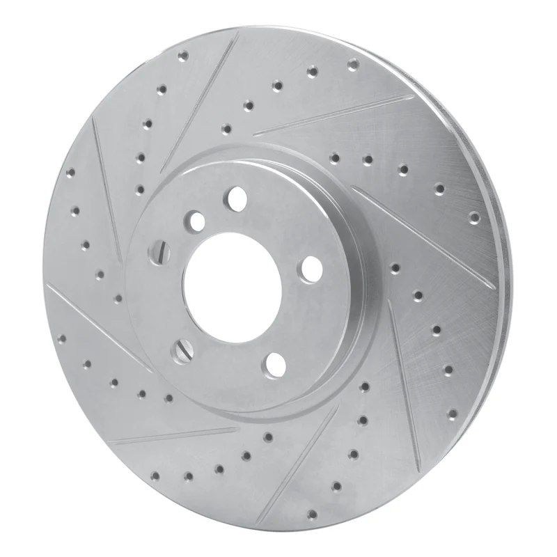R1 02-06 BMW X5 Front Left Drilled & Slotted Silver Brake Rotor - Image 2