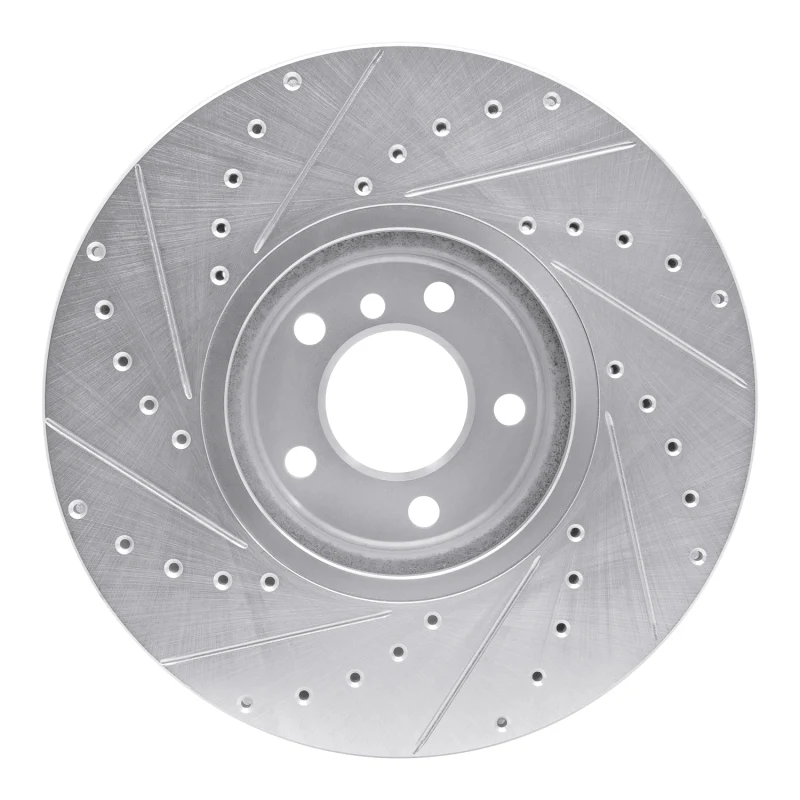 R1 02-06 BMW X5 Front Right Drilled & Slotted Silver Brake Rotor - Image 3