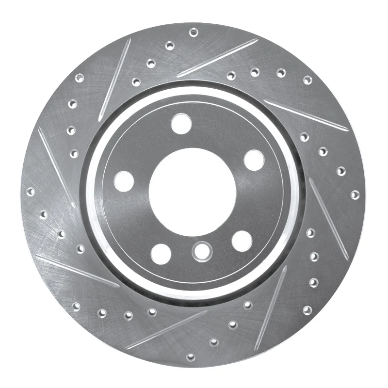 R1 02-06 BMW X5 Rear Left Drilled & Slotted Silver Brake Rotor