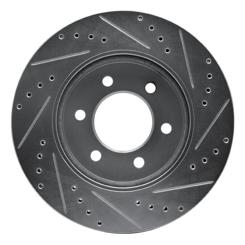 R1 02-06 Ford Expedition Front Left Drilled & Slotted Silver Brake Rotor - Image 5