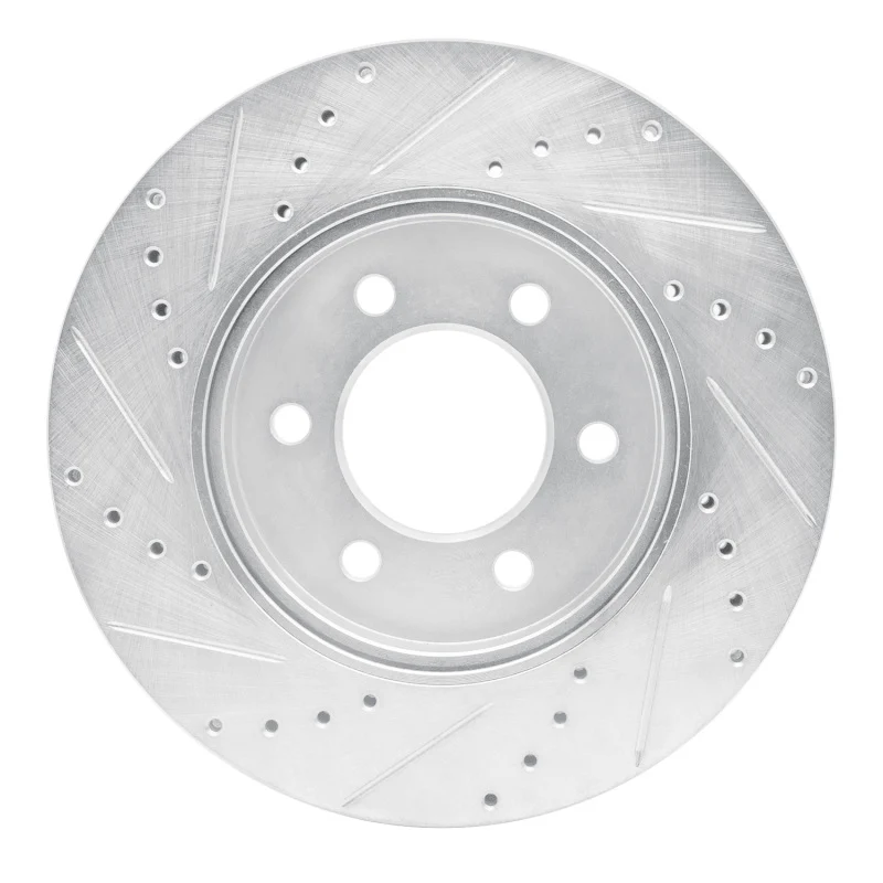 R1 02-06 Ford Expedition Front Right Drilled & Slotted Silver Brake Rotor - Image 2