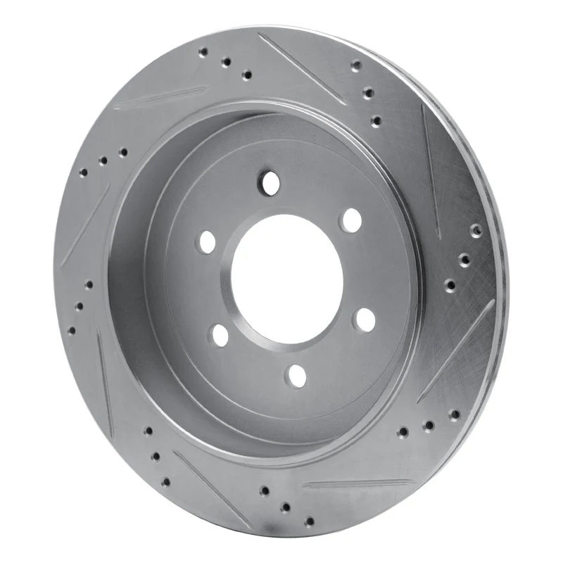 R1 02-06 Ford Expedition Rear Left Drilled & Slotted Silver Brake Rotor - Image 2