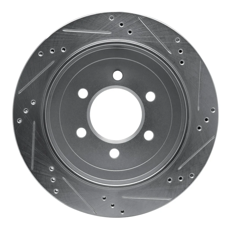 R1 02-06 Ford Expedition Rear Left Drilled & Slotted Silver Brake Rotor - Image 3