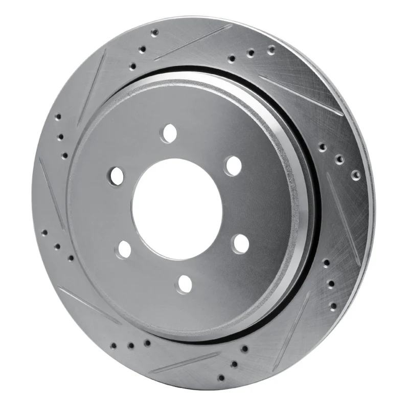 R1 02-06 Ford Expedition Rear Left Drilled & Slotted Silver Brake Rotor - Image 4