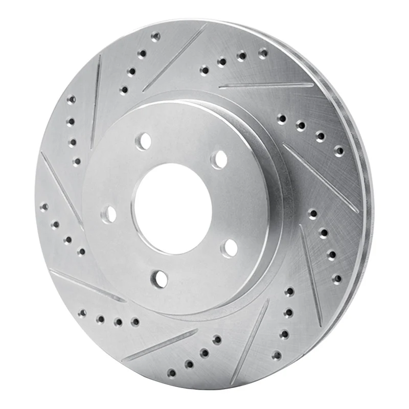 R1 02-07 Chevrolet Equinox Front Left Drilled & Slotted Silver Brake Rotor - Image 4