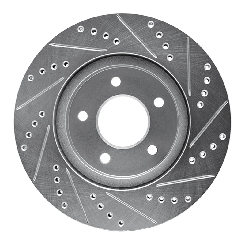 R1 02-07 Chevrolet Equinox Front Left Drilled & Slotted Silver Brake Rotor - Image 5