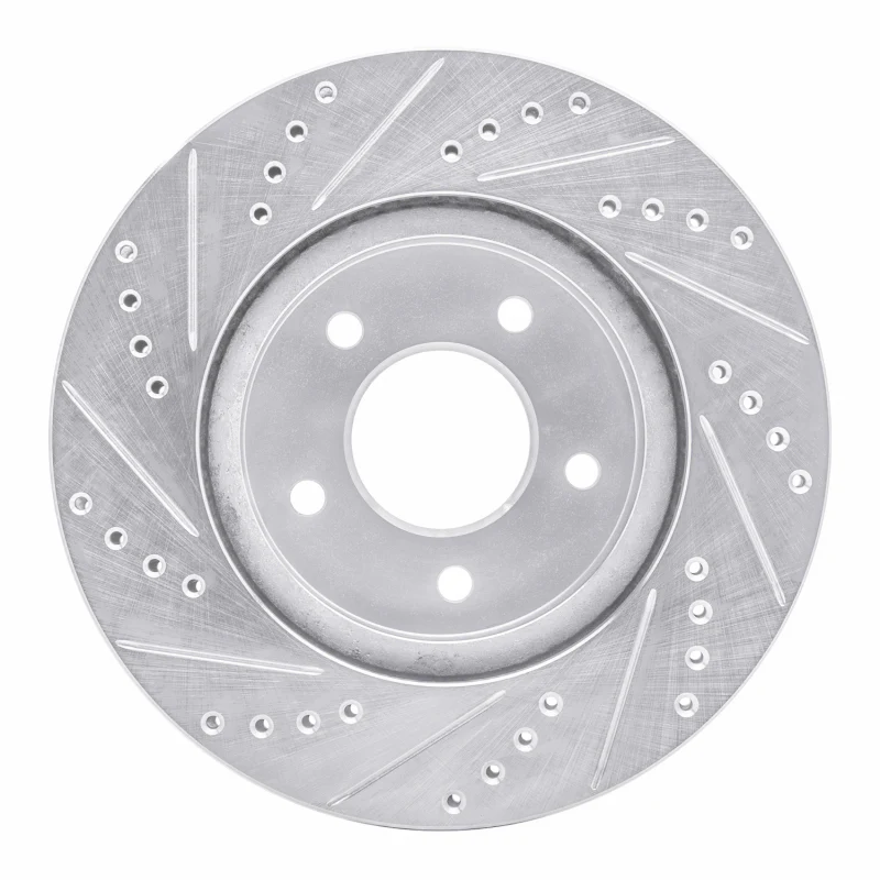 R1 02-07 Chevrolet Equinox Front Right Drilled & Slotted Silver Brake Rotor - Image 3