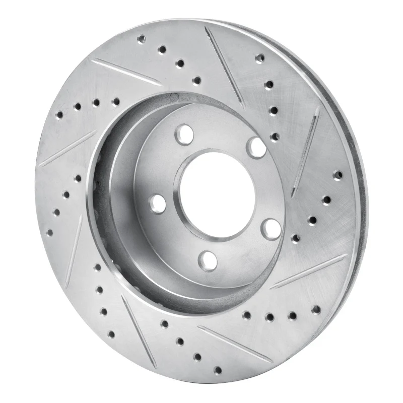 R1 02-07 Jeep Liberty Front Left Drilled & Slotted Silver Brake Rotor - Image 2