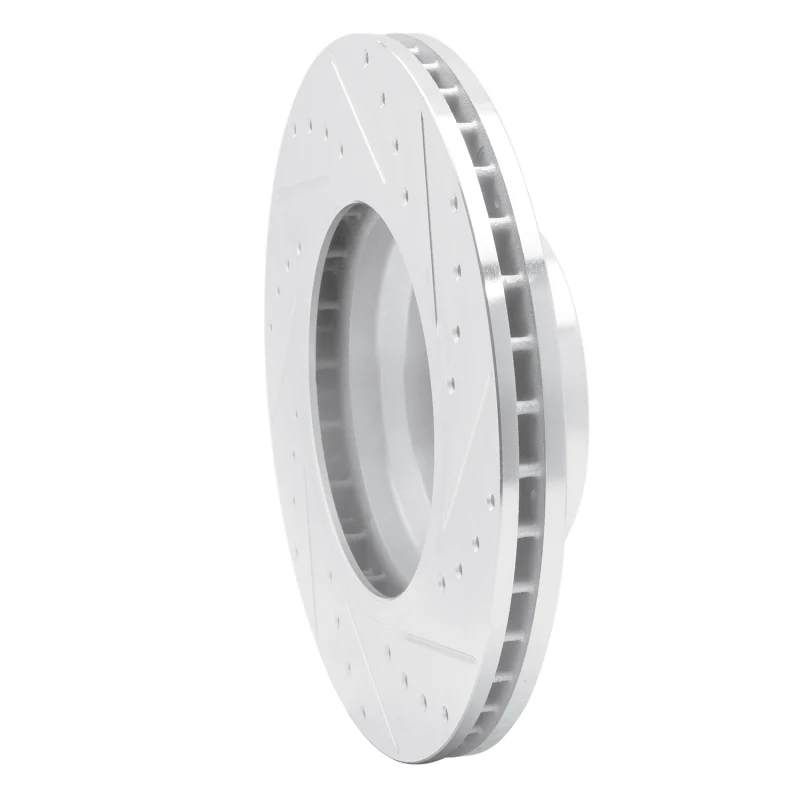 R1 02-08 BMW 745LI Front Left Drilled & Slotted Silver Brake Rotor - Image 2