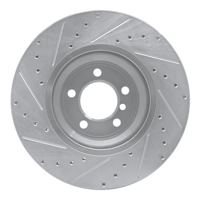 R1 02-08 BMW 750LI Front Right Drilled & Slotted Silver Brake Rotor - Image 4