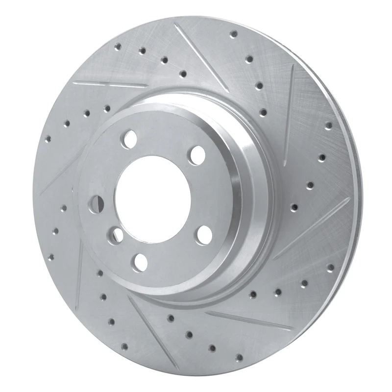 R1 02-08 BMW 750LI Front Right Drilled & Slotted Silver Brake Rotor - Image 5