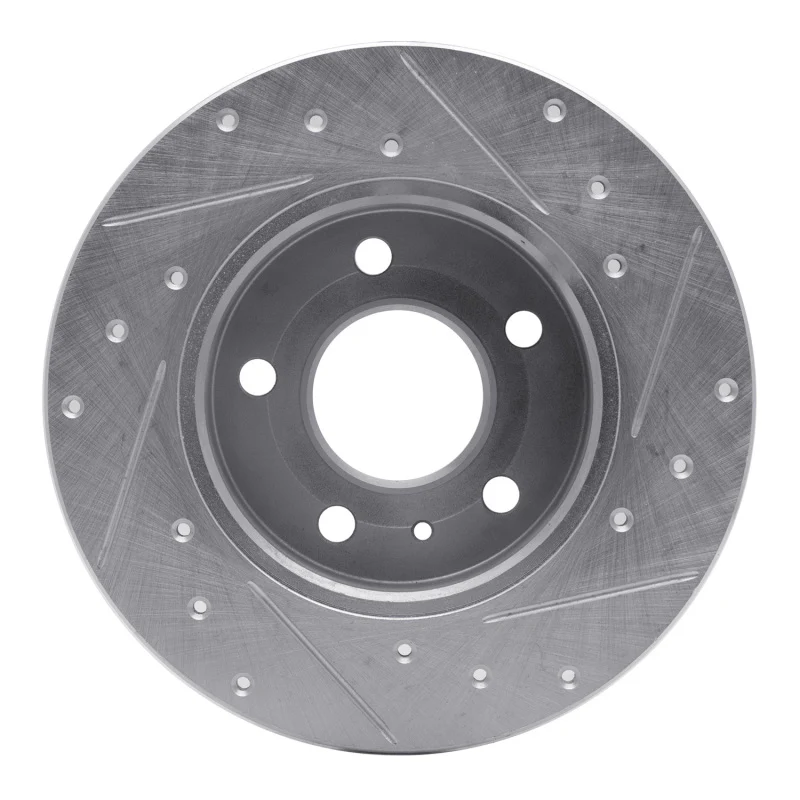 R1 02-08 Chevrolet Meriva (Mexico) Rear Left Drilled & Slotted Silver Brake Rotor - Image 4