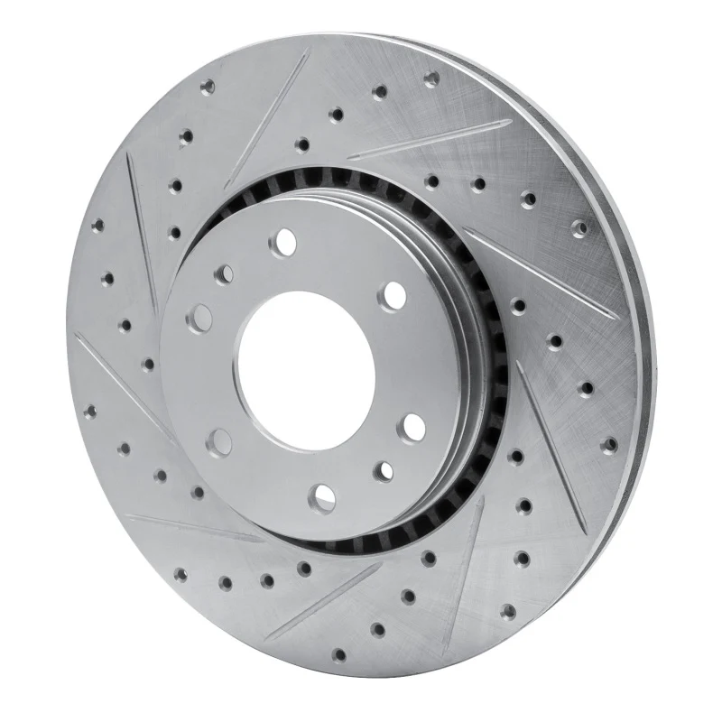 R1 02-09 Buick Rainier Front Left Drilled & Slotted Silver Brake Rotor - Image 3