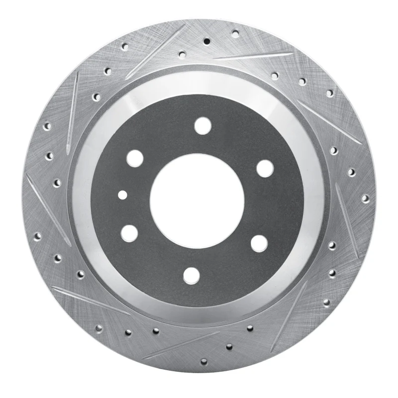 R1 02-09 Buick Rainier Rear Left Drilled & Slotted Silver Brake Rotor
