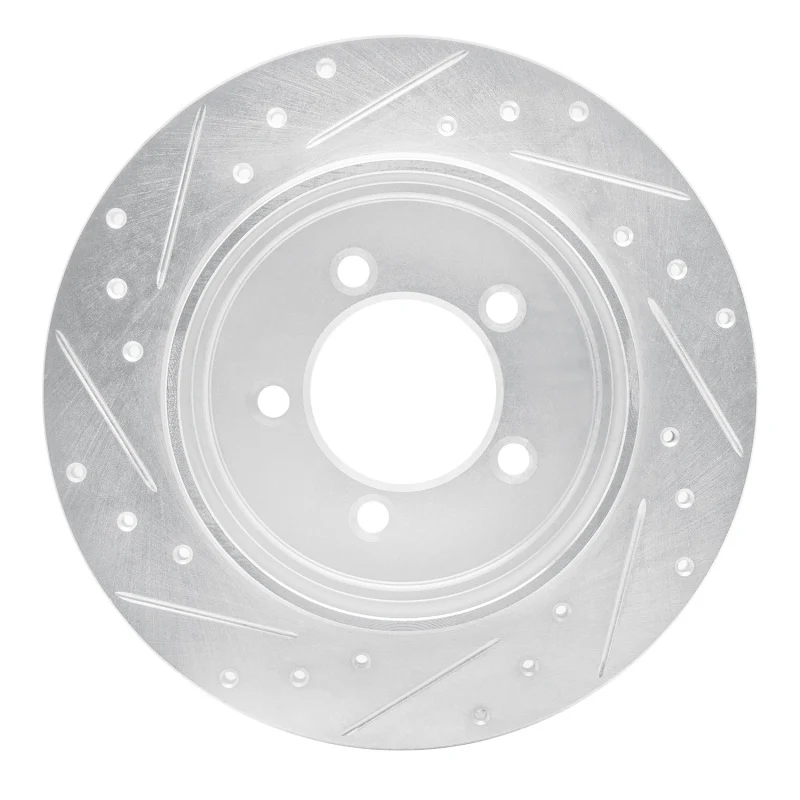 R1 02-10 Ford Explorer Rear Right Drilled & Slotted Silver Brake Rotor - Image 4