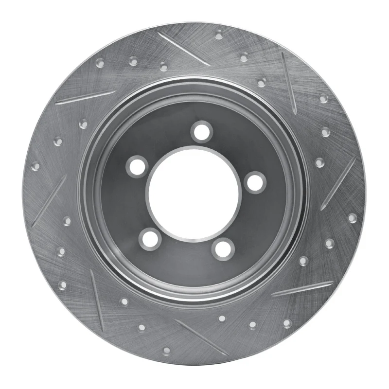 R1 02-10 Ford Explorer Sport Trac Rear Left Drilled & Slotted Silver Brake Rotor - Image 3