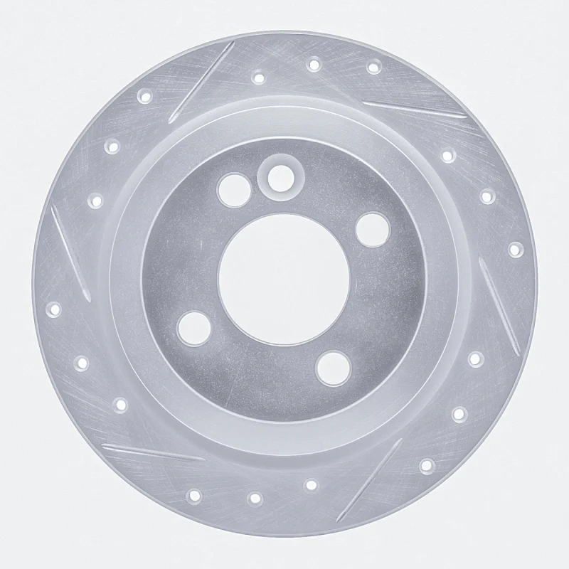 R1 02-15 Mini Cooper Clubman Rear Left Drilled & Slotted Silver Brake Rotor