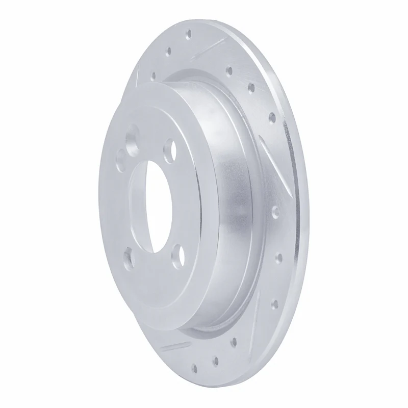 R1 02-15 Mini Cooper Clubman Rear Left Drilled & Slotted Silver Brake Rotor - Image 4