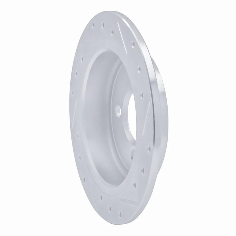 R1 02-15 Mini Cooper Clubman Rear Left Drilled & Slotted Silver Brake Rotor - Image 5