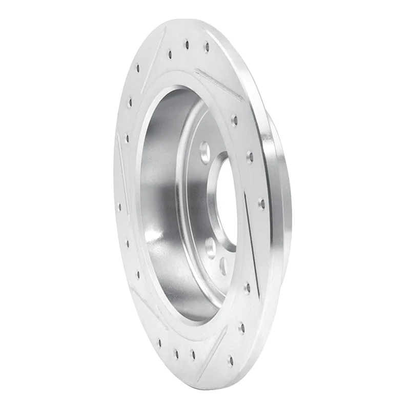 R1 02-15 Mini Cooper Clubman Rear Right Drilled & Slotted Silver Brake Rotor - Image 2