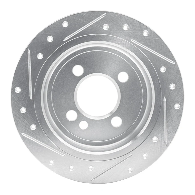 R1 02-15 Mini Cooper Clubman Rear Right Drilled & Slotted Silver Brake Rotor - Image 4