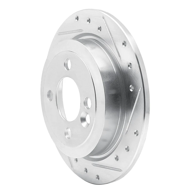 R1 02-15 Mini Cooper Clubman Rear Right Drilled & Slotted Silver Brake Rotor - Image 5