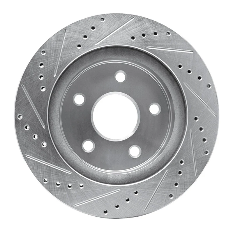 R1 02-24 Chrysler ASPEN Front Right Drilled & Slotted Silver Brake Rotor - Image 5
