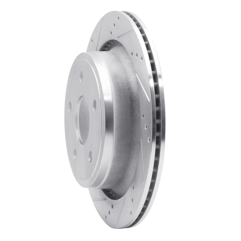 R1 02-24 Chrysler ASPEN Rear Left Drilled & Slotted Silver Brake Rotor - Image 2