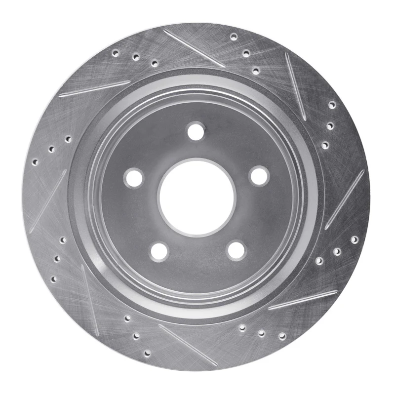 R1 02-24 Chrysler ASPEN Rear Left Drilled & Slotted Silver Brake Rotor - Image 3