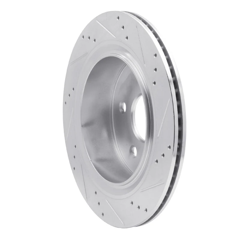 R1 02-24 Chrysler ASPEN Rear Left Drilled & Slotted Silver Brake Rotor - Image 4