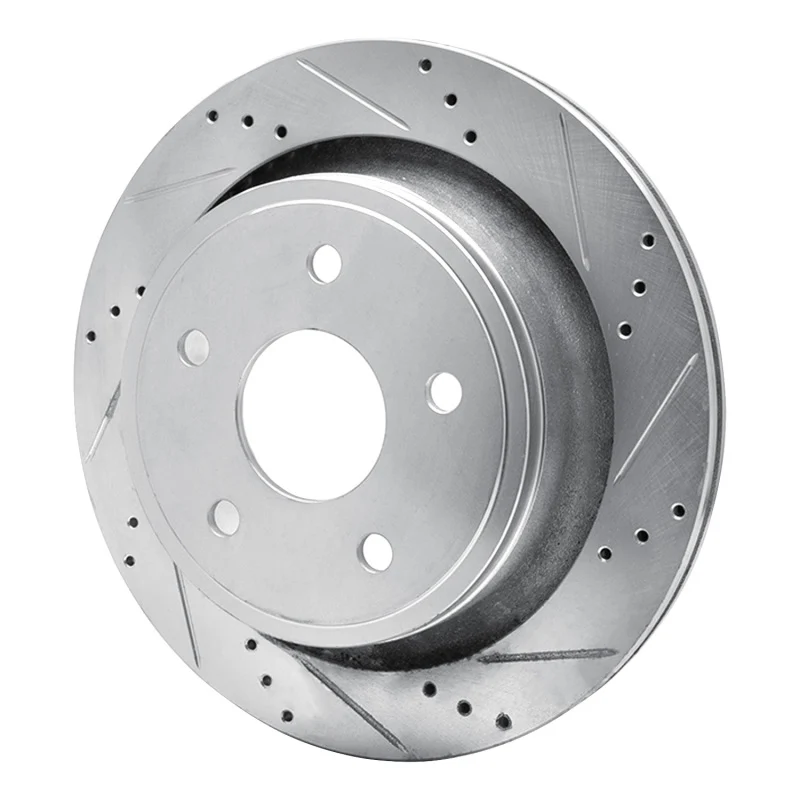 R1 02-24 Chrysler ASPEN Rear Right Drilled & Slotted Silver Brake Rotor - Image 3