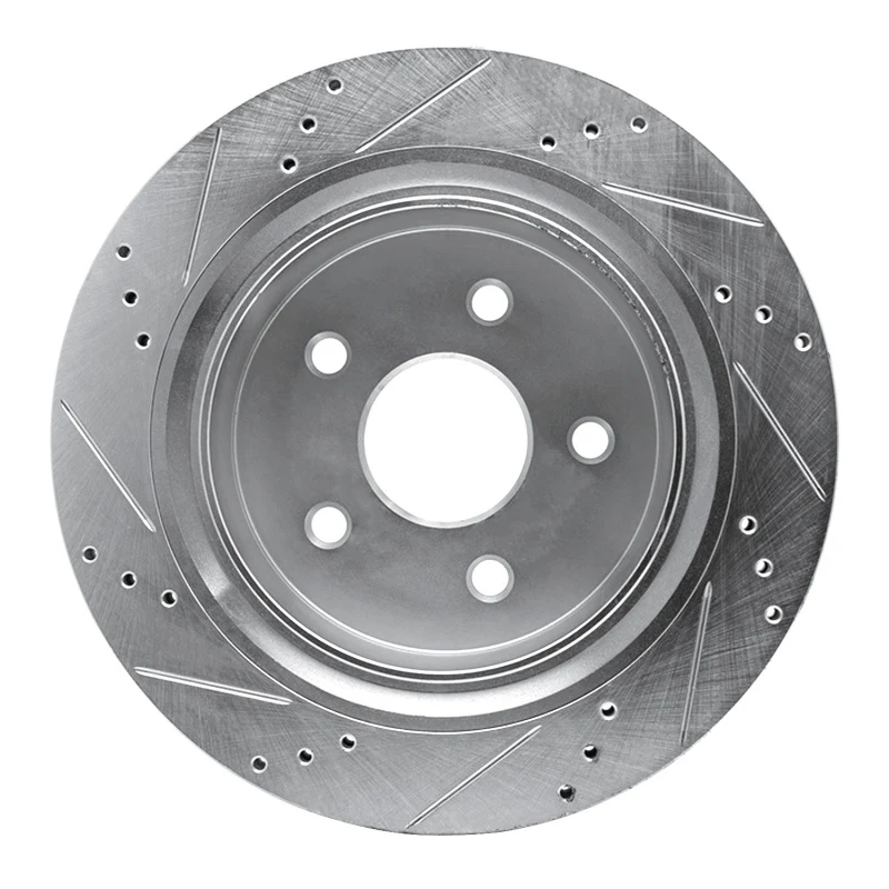 R1 02-24 Chrysler ASPEN Rear Right Drilled & Slotted Silver Brake Rotor - Image 4