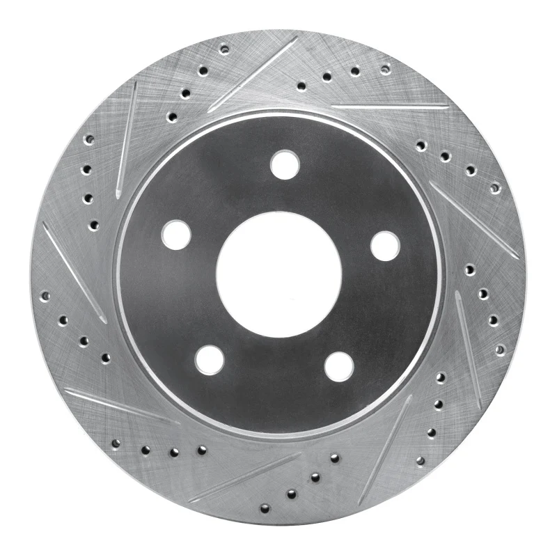 R1 02-24 Dodge Ram 1500 Front Left Drilled & Slotted Silver Brake Rotor