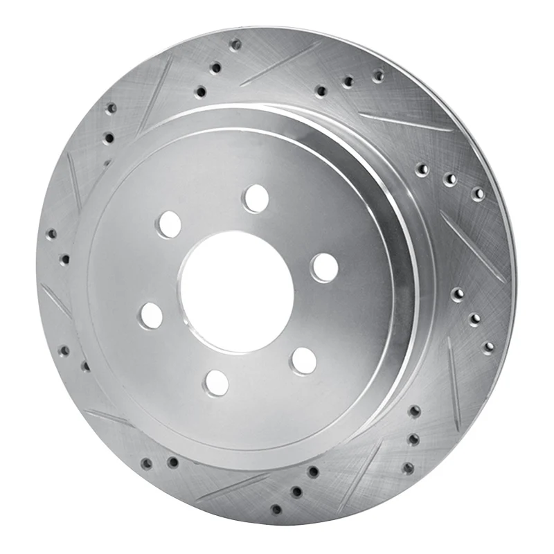 R1 03-03 Dodge Durango Rear Left Drilled & Slotted Silver Brake Rotor - Image 2