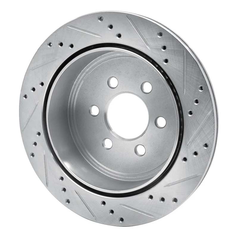 R1 03-03 Dodge Durango Rear Left Drilled & Slotted Silver Brake Rotor - Image 4