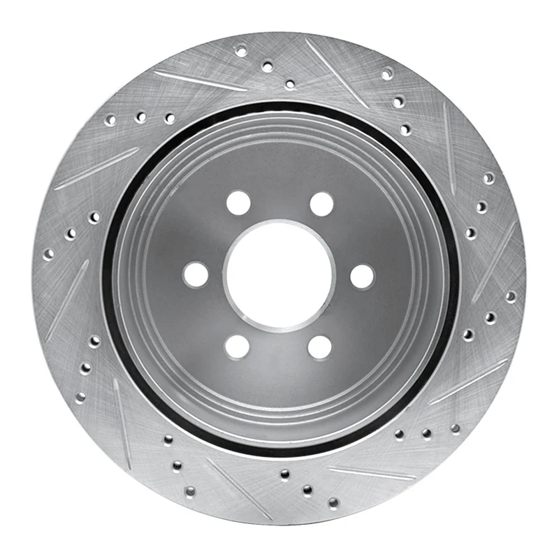 R1 03-03 Dodge Durango Rear Left Drilled & Slotted Silver Brake Rotor - Image 5