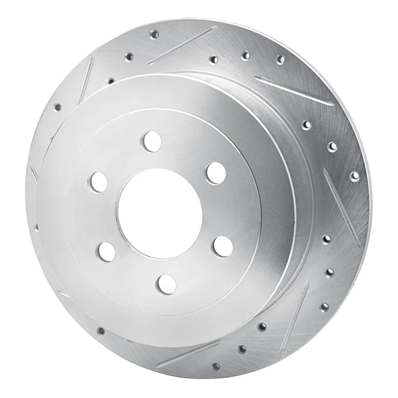 R1 03-04 Dodge DAKOTA RWD Rear Left Drilled & Slotted Silver Brake Rotor - Image 3