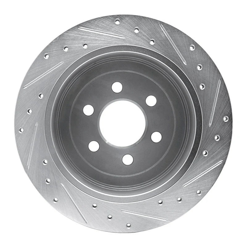 R1 03-04 Dodge DAKOTA RWD Rear Left Drilled & Slotted Silver Brake Rotor - Image 4