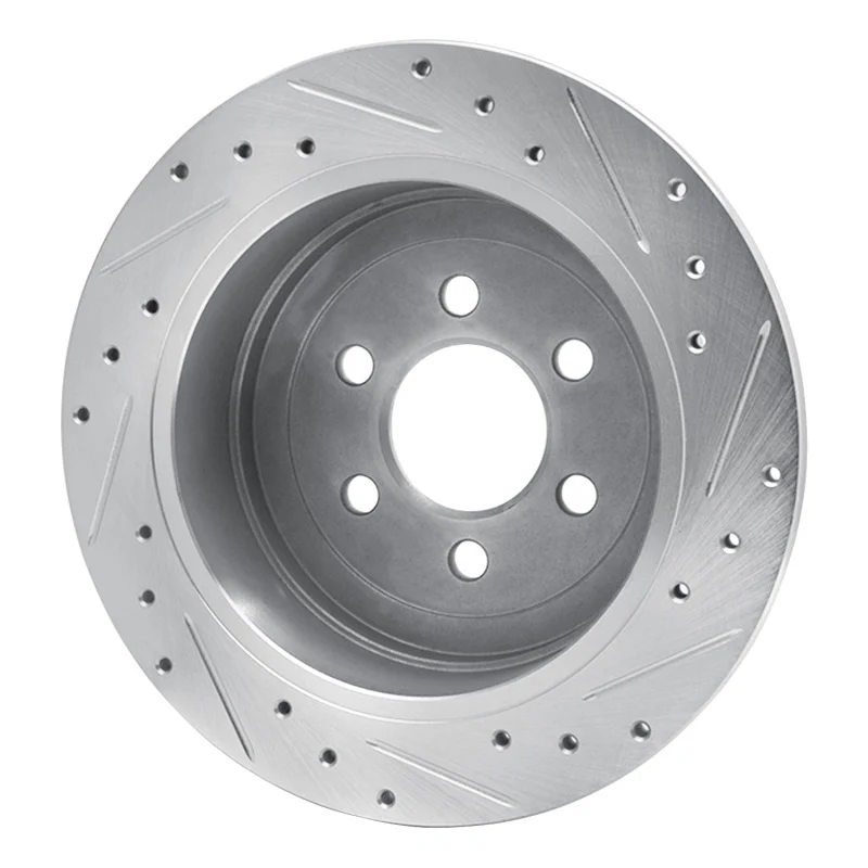 R1 03-04 Dodge DAKOTA RWD Rear Left Drilled & Slotted Silver Brake Rotor - Image 5