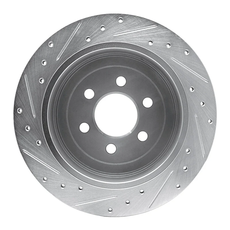 R1 03-04 Dodge DAKOTA RWD Rear Right Drilled & Slotted Silver Brake Rotor - Image 3