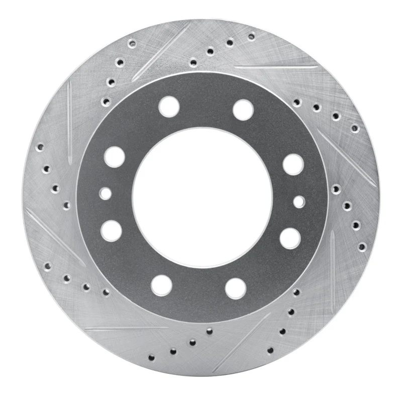 R1 03-04 Ford F-350 Super Duty 2WD Front Left Drilled & Slotted Silver Brake Rotor