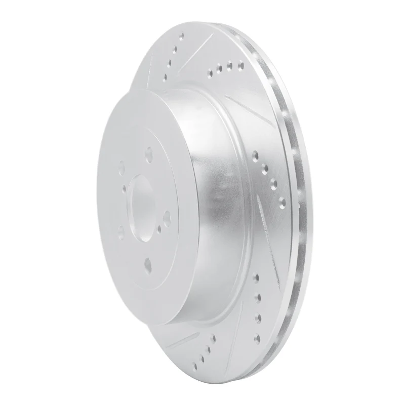 R1 03-04 Subaru Impreza Rear Left Drilled & Slotted Silver Brake Rotor - Image 3