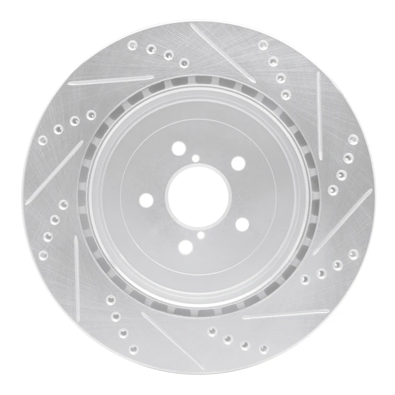 R1 03-04 Subaru Impreza Rear Left Drilled & Slotted Silver Brake Rotor - Image 5