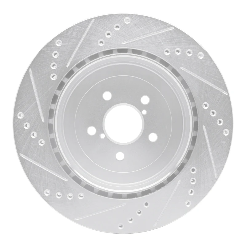R1 03-04 Subaru Impreza Rear Right Drilled & Slotted Silver Brake Rotor - Image 2