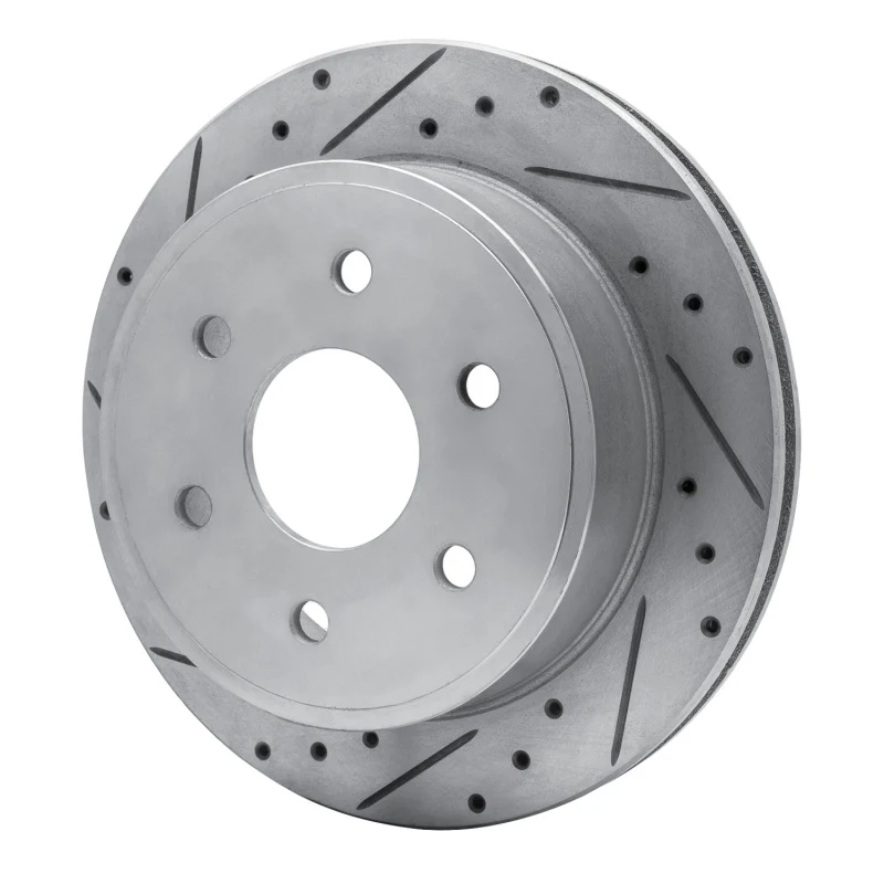 R1 03-05 Chevrolet Express 2500 Rear Left Drilled & Slotted Silver Brake Rotor - Image 2