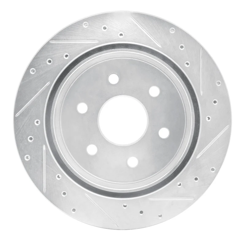 R1 03-05 Chevrolet Express 2500 Rear Right Drilled & Slotted Silver Brake Rotor - Image 5