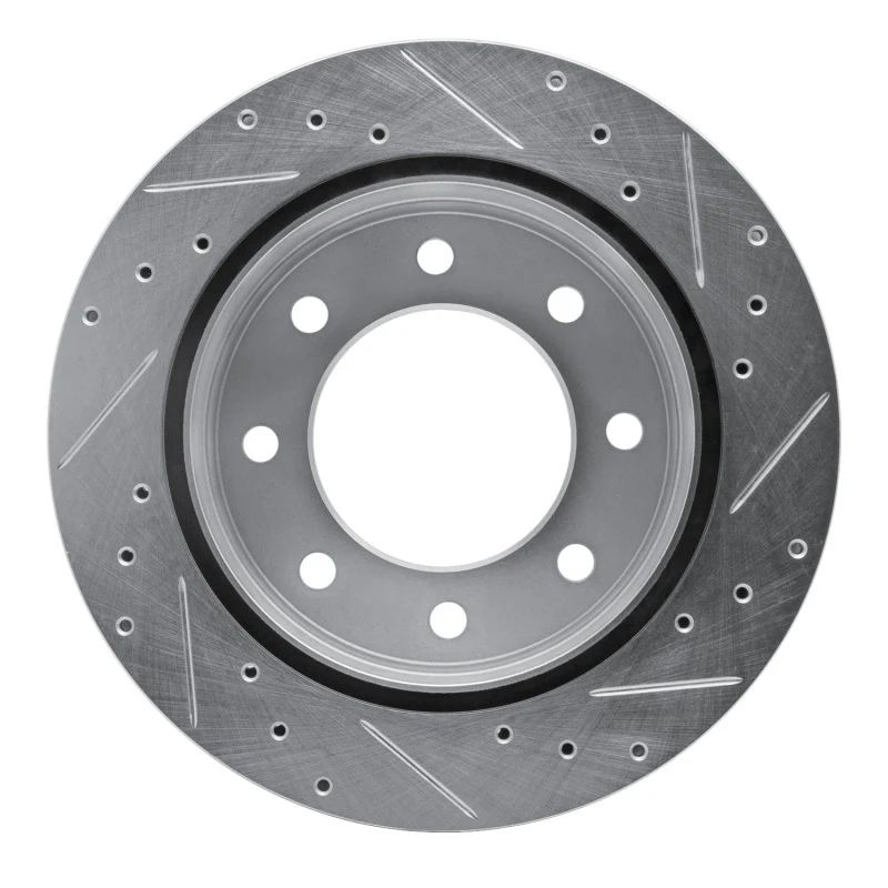 R1 03-05 Chevrolet Silverado 1500 Rear Left Drilled & Slotted Silver Brake Rotor - Image 2