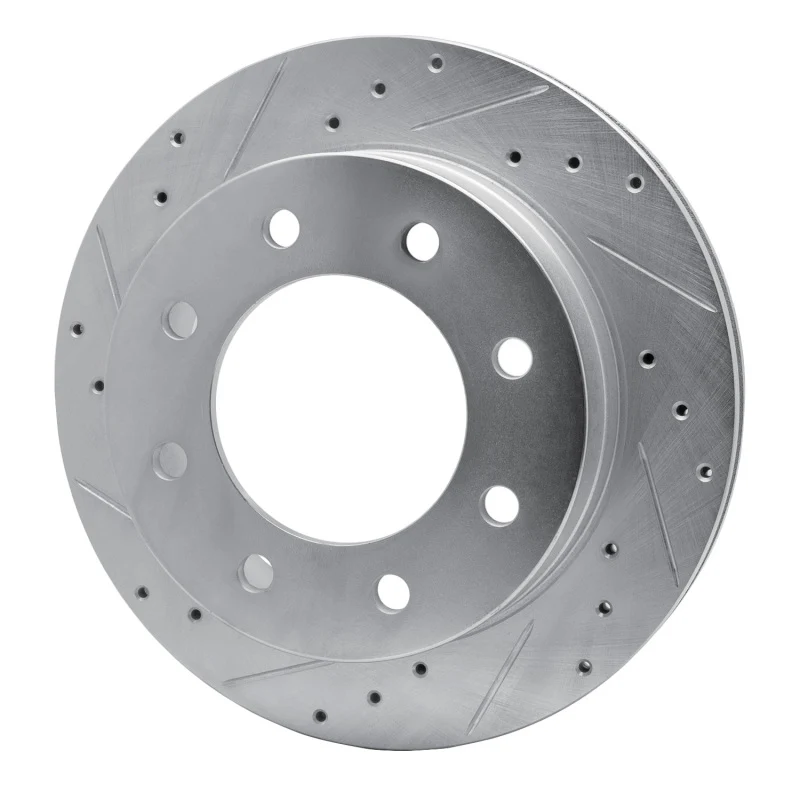 R1 03-05 Chevrolet Silverado 1500 Rear Left Drilled & Slotted Silver Brake Rotor - Image 3