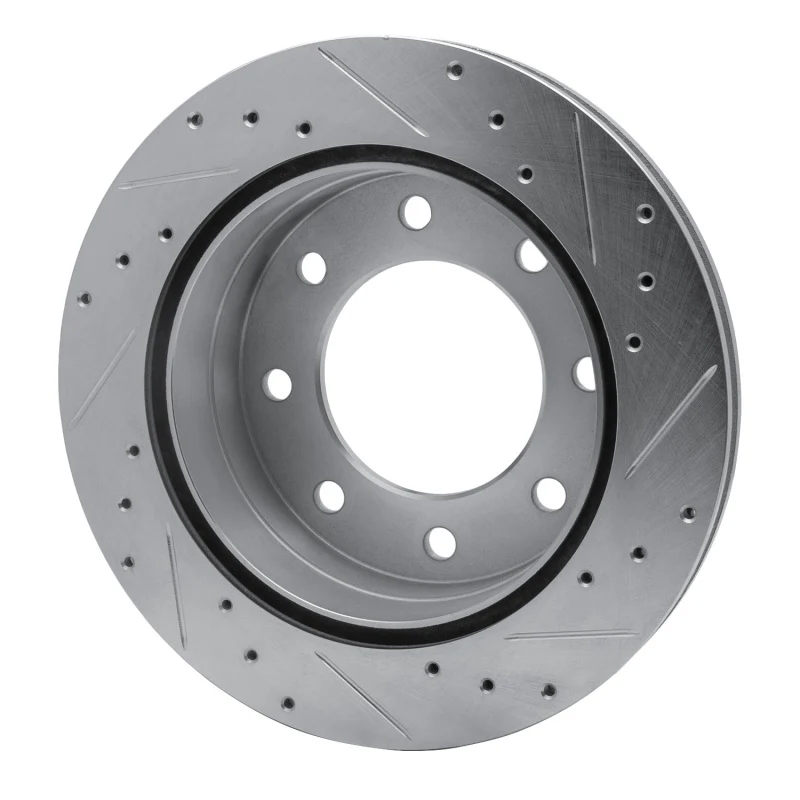 R1 03-05 Chevrolet Silverado 1500 Rear Left Drilled & Slotted Silver Brake Rotor - Image 5